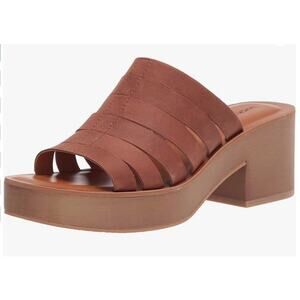 Lucky Brand Women's Paydin High Heel Platform Sandal Umber Leather Size 8.5 NIB